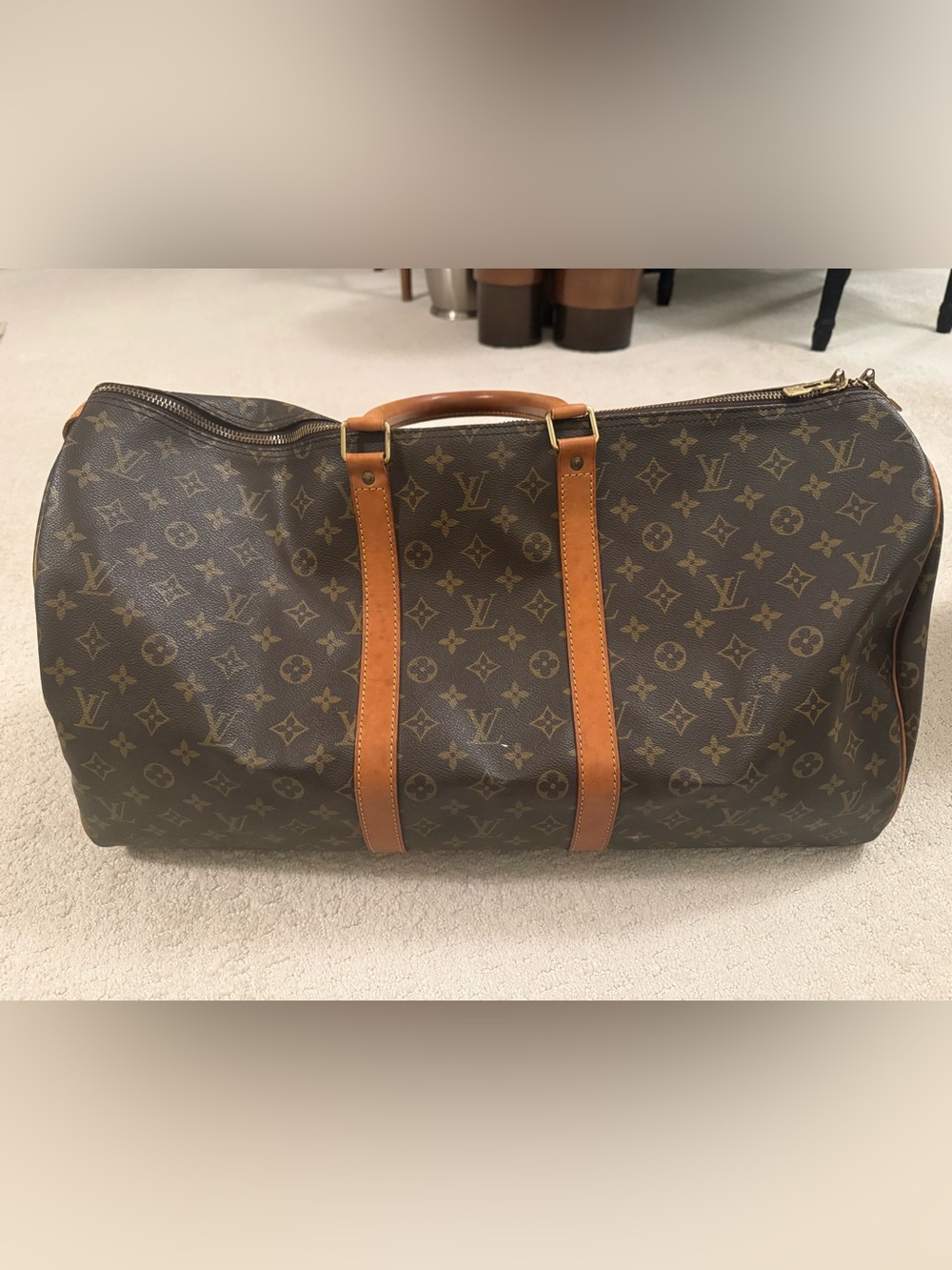Louis Vuitton Vintage Monogram Keepall 55 Travel Duffle Bag 1994 Made in France